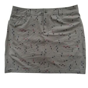 Eddie Bauer Women's 12 Adventurer 2.0 Skort Olive Green Arrow Print Gorpcore